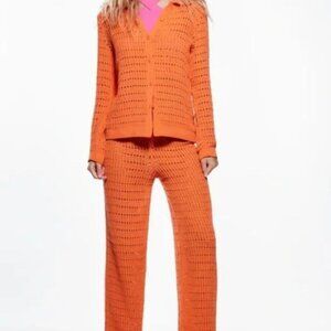 Zara Orange Crochet Coord Set, size medium